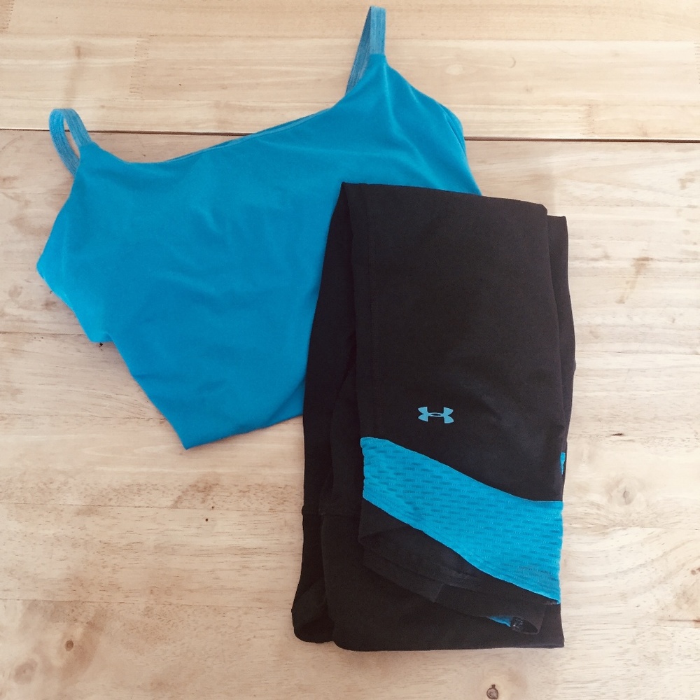 Set of Under Armour Capris and Tank Teal S/P